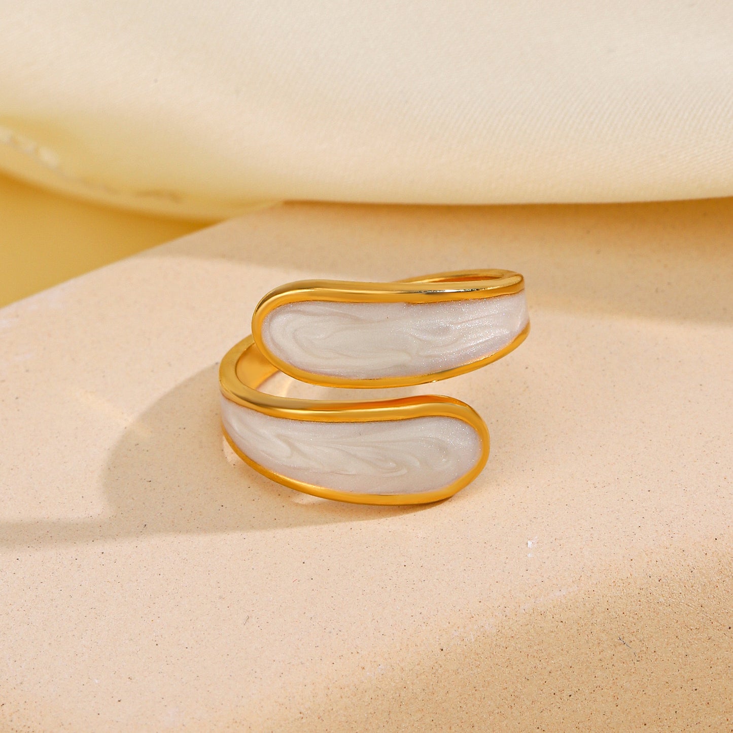 Open Ring with Marble Inlay