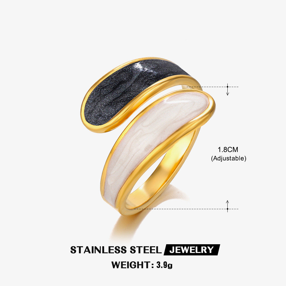 Open Ring with Marble Inlay