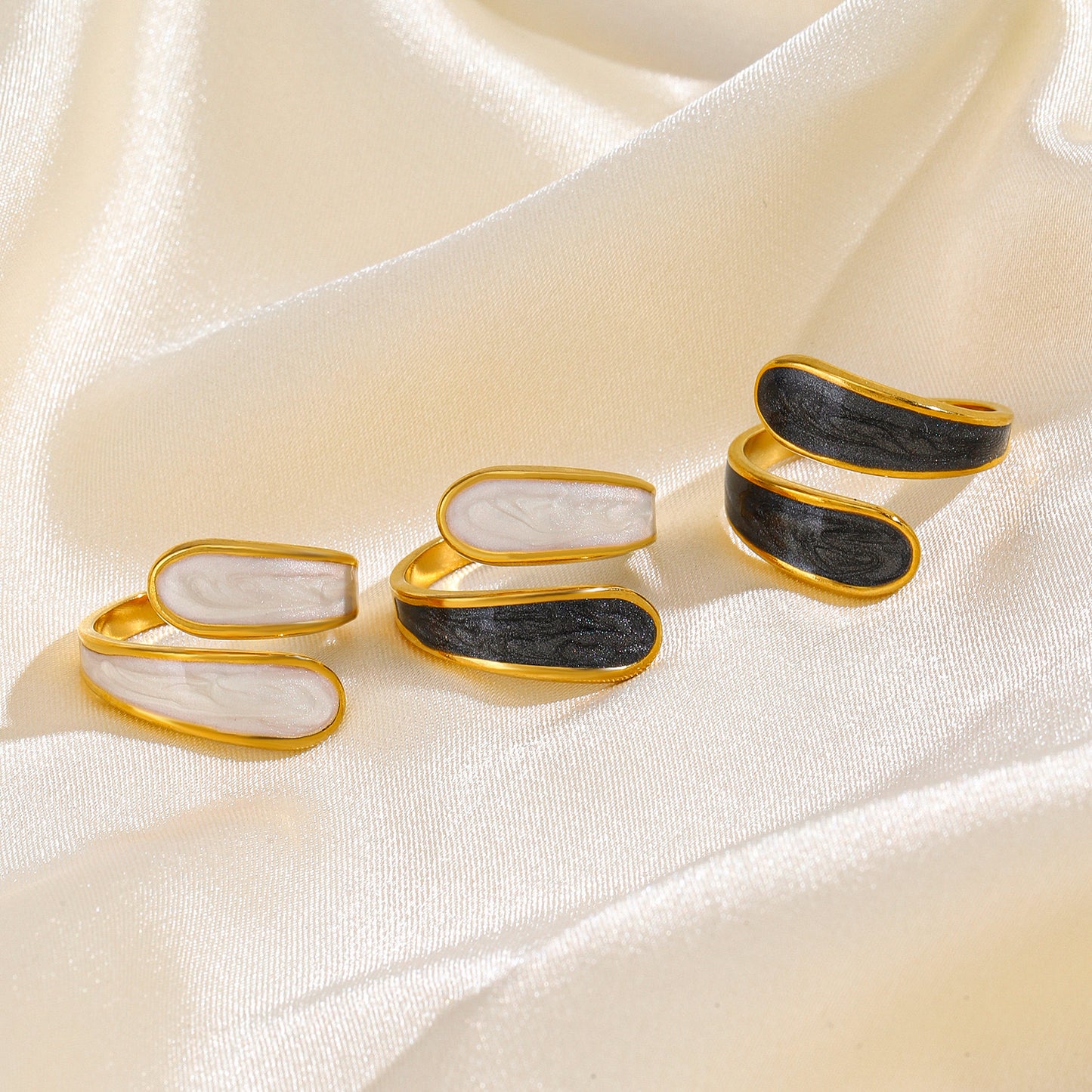 Open Ring with Marble Inlay