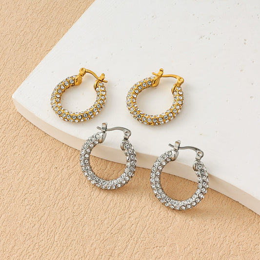 Full Crystal Circle Huggie Hoop Earrings