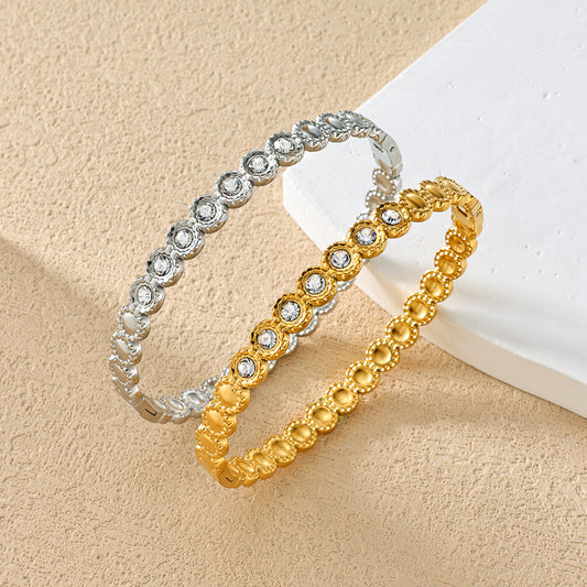 Gold Cuff Bangle with Tortoiseshell Flower
