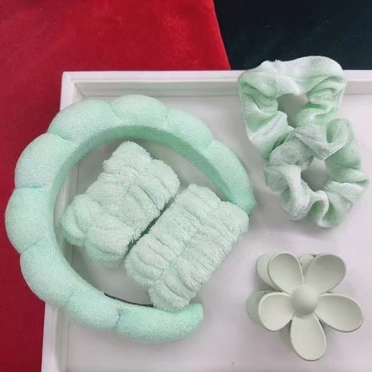 Skincare Headband & Wristband Set - SPA Hair Accessories
