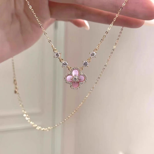 Pink Clover Necklace