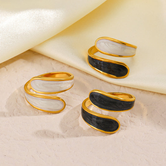 Open Ring with Marble Inlay
